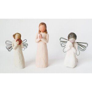 3 Willow Tree Figurines Angel & Praying Girl Sculpted Hand-Painted Figure